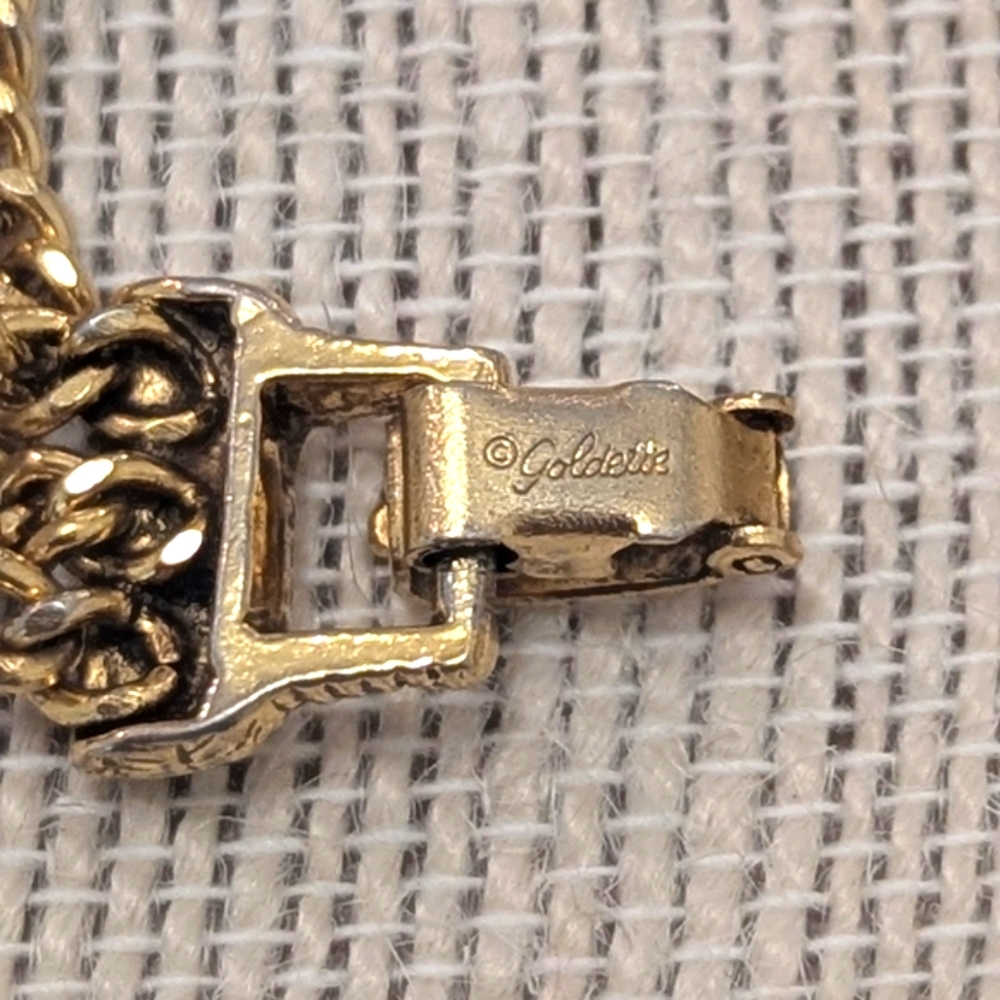Vintage "Goldette", Signed Rhinestone Charm Bracelet - Picture 2 of 10